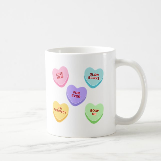 Cat Valentine Candy Hearts Mug (Right)