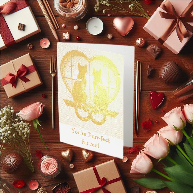 Cat Valentine's beautiful  Foil Card (Cat lover Valentine's foil card.)