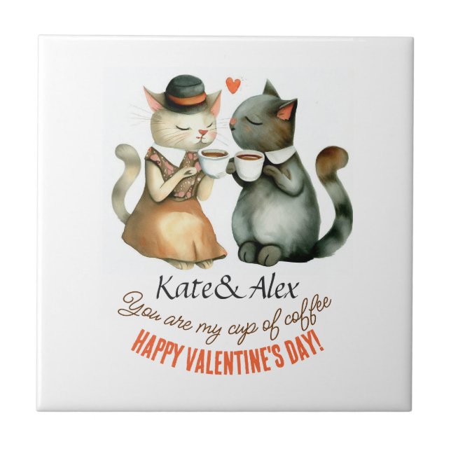Cat Valentines Ceramic Tile (Front)