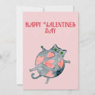 Cat Valentines Day Card- cute cat Holiday Card