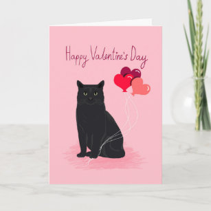 Cat Valentines Day Card- cute cat Holiday Card