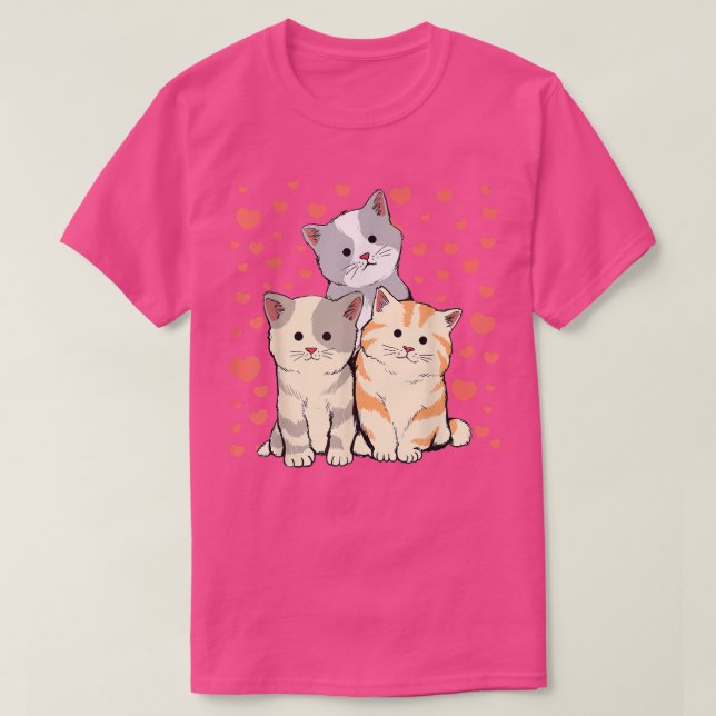 Cat Valentine's Day Red Heart's  For Cat Lover  T-Shirt (Design Front)