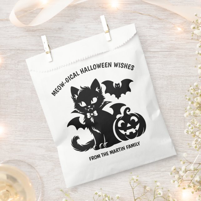Cat Vampire Meowgical Halloween Wishes Favor Bag (Clipped)