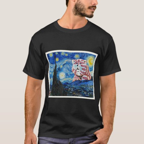 Cat Van Goghs Famous Starry Night Cat Lover Match T_Shirt