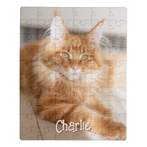 Cat Vertical Portrait Photo Cute Font Name Jigsaw Puzzle