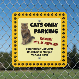 Cat Veterinarian Metal Parking Sign