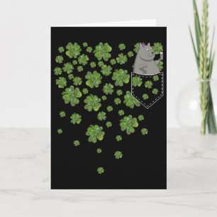 Cat Video Blogger In Pocket Green Clovers St Patri Card