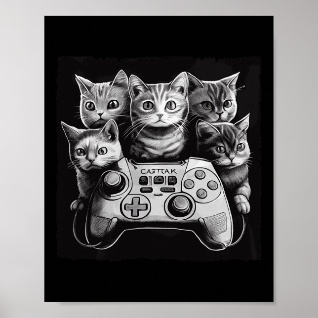 Cat Video Game Controller Squad  Poster (Front)