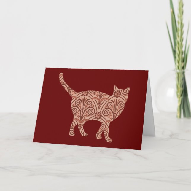 Cat Vintage Floral Card Series 7 (Front)