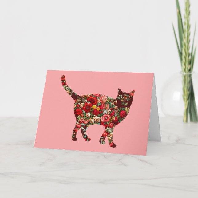 Cat Vintage Floral Card Series 9 (Front)