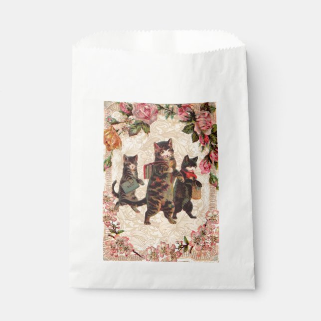 Cat Vintage Pretty Antique Kittens Favor Bag (Front)