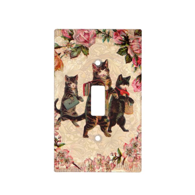 Cat Vintage Pretty Antique Kittens Light Switch Cover (Front)