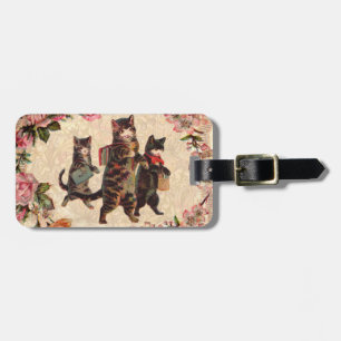 Cat Vintage Pretty Antique Kittens Luggage Tag