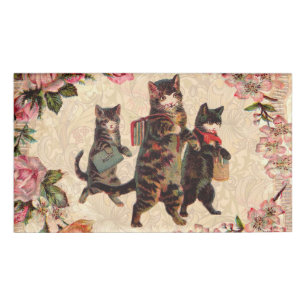 Cat Vintage Pretty Antique Kittens Name Tag