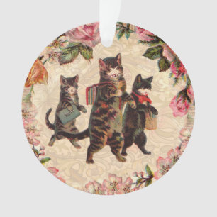 Cat Vintage Pretty Antique Kittens Ornament