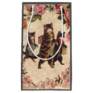 Cat Vintage Pretty Antique Kittens Small Gift Bag