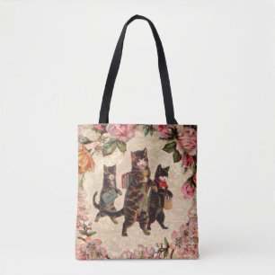 Cat Vintage Pretty Antique Kittens Tote Bag