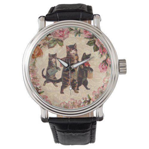 Cat Vintage Pretty Antique Kittens Watch