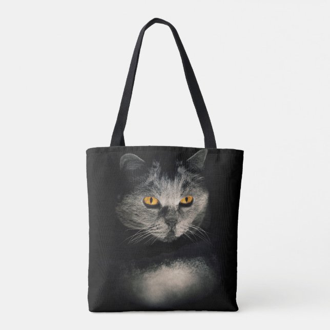 Cat Vision | Gray Cat | Cat's Eyes Tote Bag (Back)