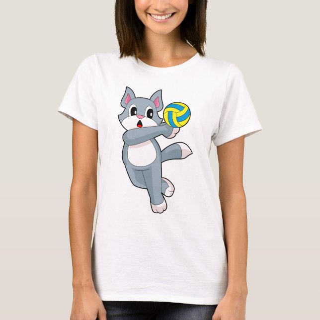 Cat Volleyball player Volleyball Sports T-Shirt (Front)