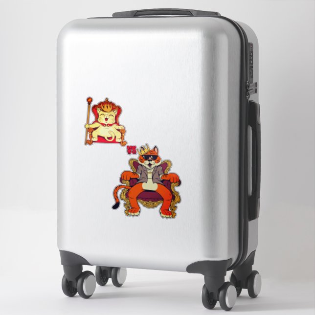 Cat vs Tiger Funny Kings of Animals Sticker (Suitcase)