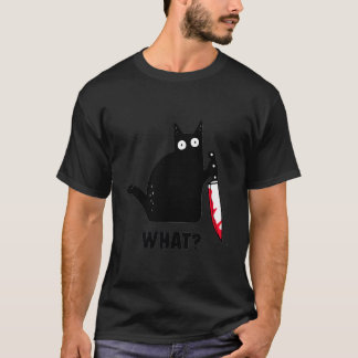 Cat W Black Ca Ous Cat With Knife T-Shirt