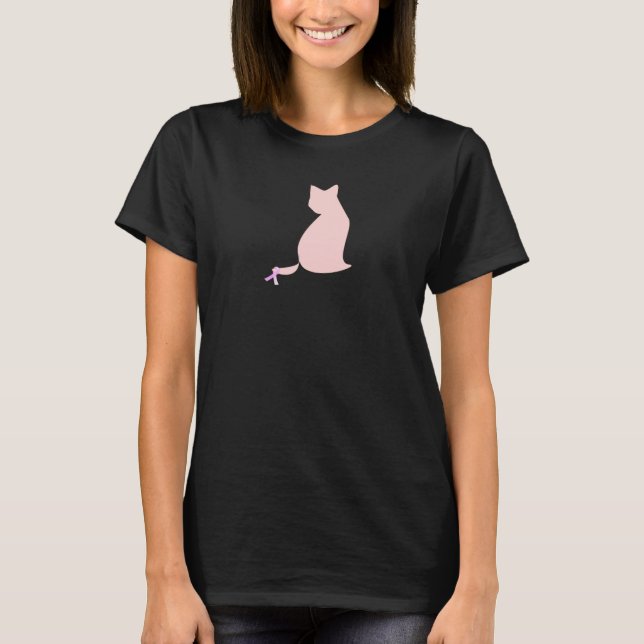 Cat w/ Ribbon for Breast Cancer Awareness Shirt (Front)