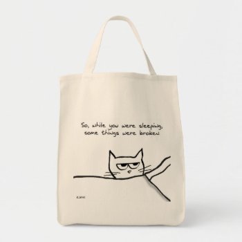 Cat Wake Up Call - Funny Cat Gift For Cat Lovers Tote Bag by FunkyChicDesigns at Zazzle