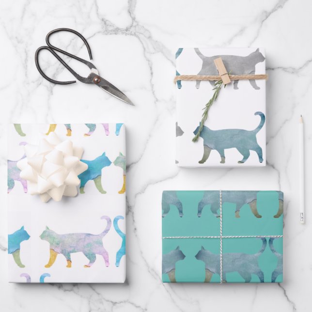 Cat Walk Wrapping Paper Sheets (Front)
