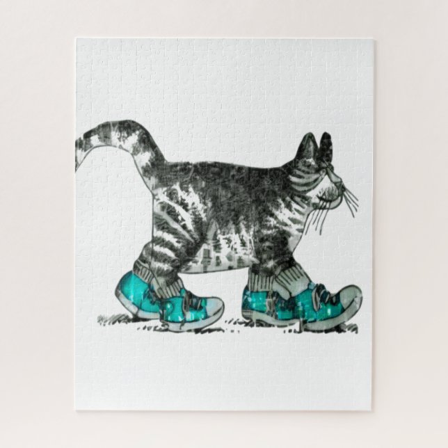 Cat Walking in His Shoes Jigsaw Puzzle (Vertical)