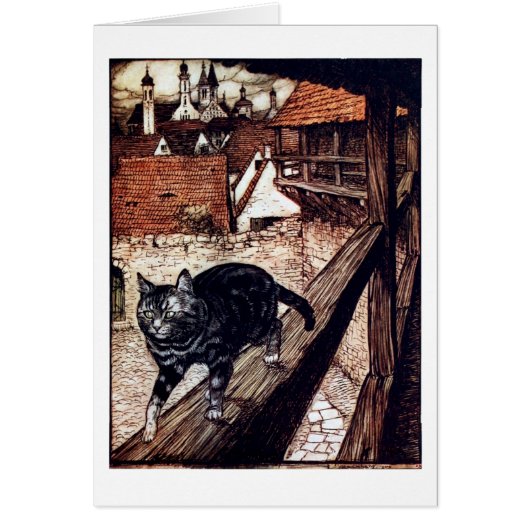 Cat walking on a railing cards (Front)