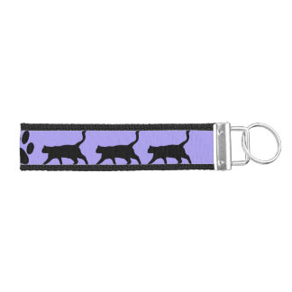 Cat Walking with Paw Print Wrist Keychain