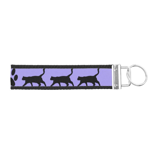 Cat Walking with Paw Print Wrist Keychain (Keys on Right)