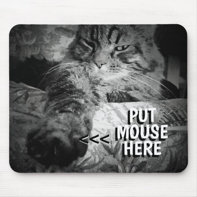 Cat wants your mouse Meme Mouse Pad (Front)