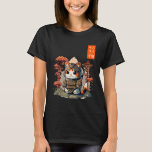 Cat Warrior Japanese Writing Anime Art for kawaii  T-Shirt