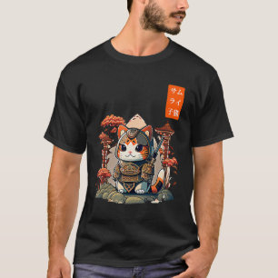 Cat Warrior Japanese Writing Anime Art for kawaii  T-Shirt
