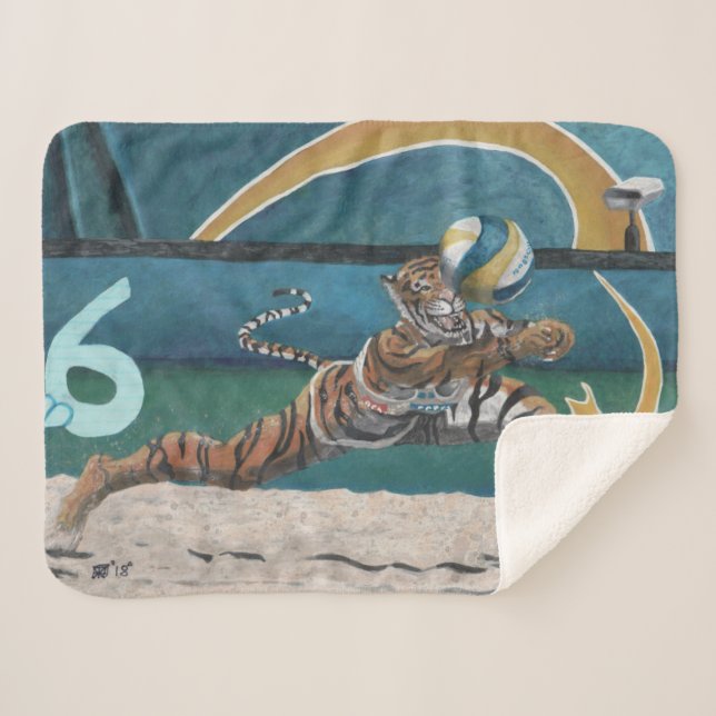 Cat Warrior Volleyball Fantasy Art Sherpa Blanket (Front (Horizontal))