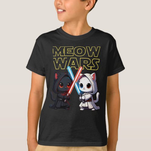 Cat Wars A Feline Galactic Duel T_Shirt