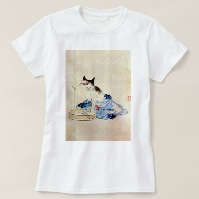 Cat wash her body, Utagawa Hiroshige T-Shirt (Design Front)