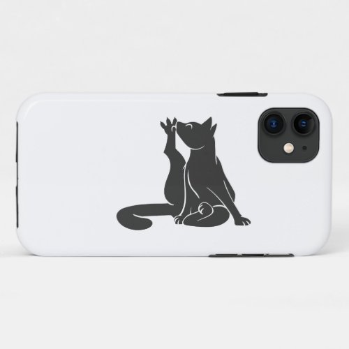 Cat wash his paws _ Choose background color iPhone 11 Case