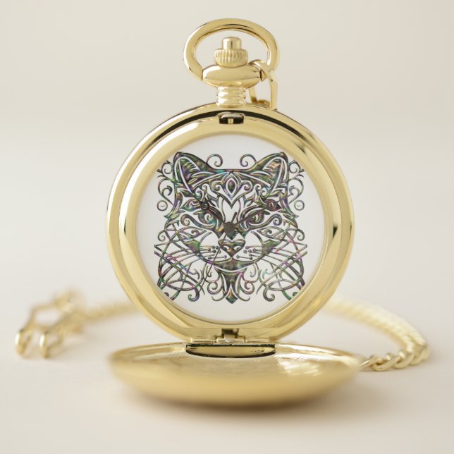 Cat Watch with Abalone Metallic 3d Jewelry Look (Inside)