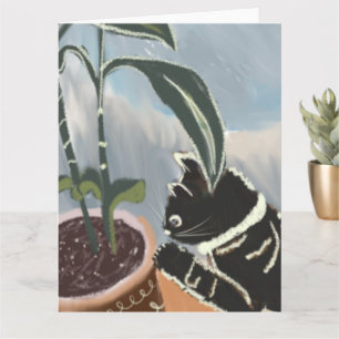 Cat Watching House Plants   Card