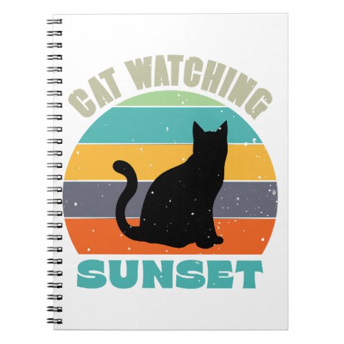 Cat Watching Sunset  Cat landscape  cat at sunse Notebook