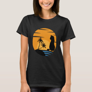 Cat Watching Sunset scene Black Cat Sunset 1 T-Shirt