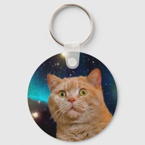 Cat watching the space keychain