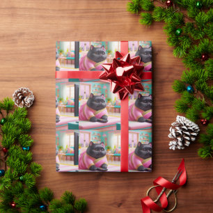Cat watching TV Wrapping Paper