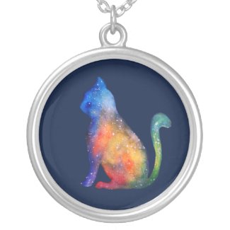 Cat Watercolor Art Necklace