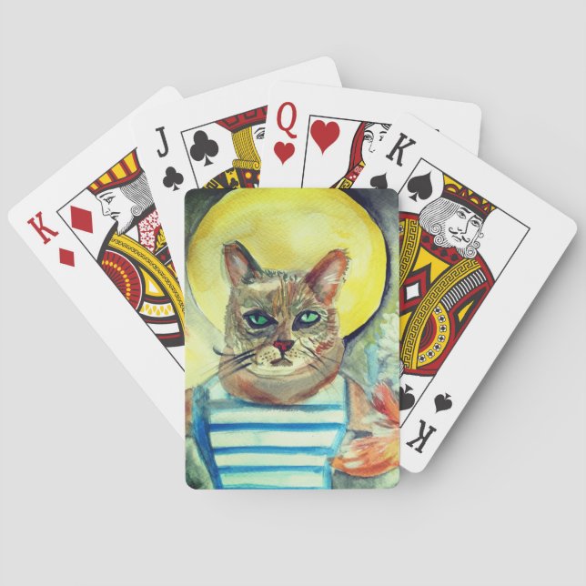 Cat watercolor art  poker cards (Back)