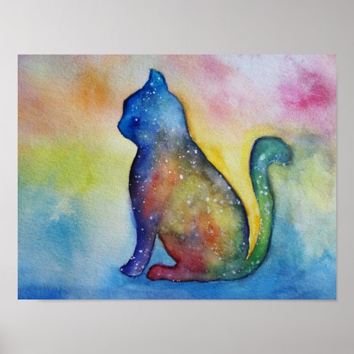 Cat Watercolor Art Value Poster Paper M