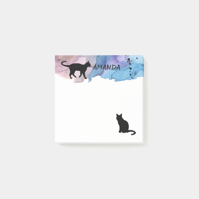 cat watercolor design custom post it note (Front)